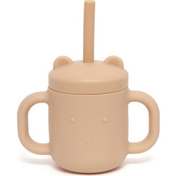 Petit Monkey Ποτήρι Σιλικόνης με Καλαμάκι Taupe