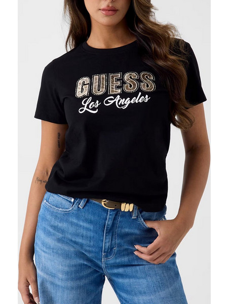 GUESS SS CN SNAKE SCRIPT RHINESTONE ΜΠΛΟΥΖΑ ΓΥΝΑΙΚΕΙΟ W6YI30K4349-JBLK Black