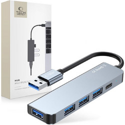 Tech-Protect V0 USB Hub 3.0 USB-A με 5 Θύρες USB-A / USB-C & Εξωτερική Παροχή Ρεύματος
