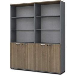Megapap Venturo Βιβλιοθήκη Ανθρακί / Καρυδί 160x40x200cm 0285009