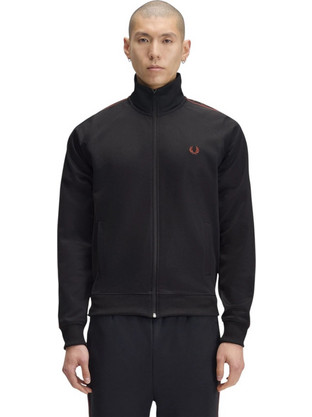 Fred Perry Contrast Tape Ανδρική Ζακέτα Μαύρη J5557-220