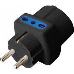 TECHLY IPW-TRP1040BK Τριπλός προσαρμογέας - Πρίζα σούκο σε ιταλικές πρίζες και πρίζες σούκο Μαύρο