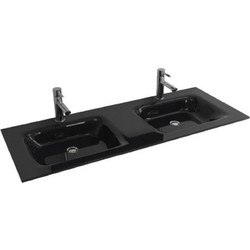 Karag Silver-extra Vetro 103120 Ένθετος Νιπτήρας Μπάνιου Πορσελάνης 121x46x12cm Ασημί