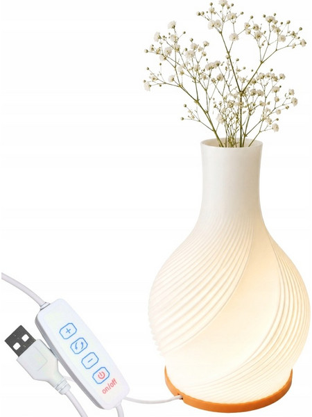 Verk Group Επιτραπέζιο Φωτιστικό LED με Βάζο 2 σε 1, Ρυθμιζόμενο, 3 Χρώματα, Εκρού 5907451390030