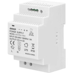 Τροφοδοτικό ράγας 12V DC 4,5A, 54W IP 20 Τάση εισόδου 100-230 V AC - Orno (OR-PSU-1644) 28126