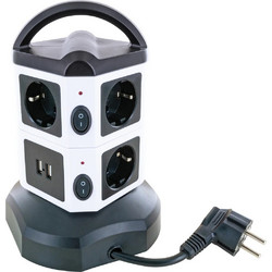 Πολύπριζο Schwaiger 7xSchuko+2x USB, 1,8m