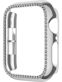 Θήκη Προστασία Luxury Diamond PC + Tempered Glass Sonique για Apple Watch 4/5/6/SE/SE 2/SE 3 44mm Ασημί
