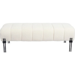 Παγκάκι Ottoman ArteLibre KUBO Λευκό Ύφασμα Teddy/Μέταλλο 40x116.5x50cm