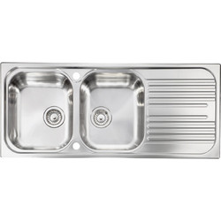 Sanitec 10647 Atlantic Επικαθήμενος Νεροχύτης Inox Αντιστρεφόμενος Σατινέ 116x50cm