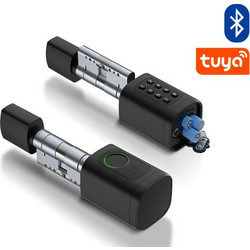 Έξυπνος Κύλινδρος Κλειδαριάς Με Fingerprint, PIN, RFID & Bluetooth Smart Lock HT-V1B-60 Black Tuya App Μαύρο