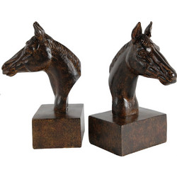 Artekko Bookends Καφέ Διακοσμητικοί Βιβλιοστάτες Ρητίνης με Άλογα (13x10.2x20.3)cm 2pcs