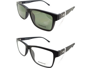 Moritz MZ21227B QM11 Ανδρικός Σκελετός Γυαλιών Οράσεως με Clip-On Κοκάλινος Μαύρος