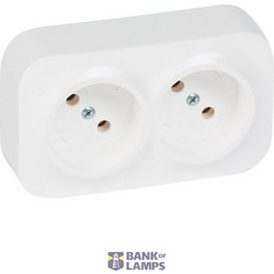 2X2P 16A PREWIRED SOCKET WITHOUT SHUTTERS WHITE