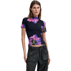 Desigual - Γυναικείο Πλεκτό Μπλουζάκι Orchidpurple M.C. Lacroix 26WWTK04-2000 Μαύρο/Μωβ