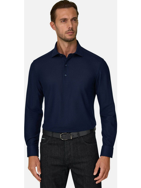 Boggi Milano Ανδρική Μπλούζα Polo Μακρυμάνικη Navy Μπλε BO26A086803