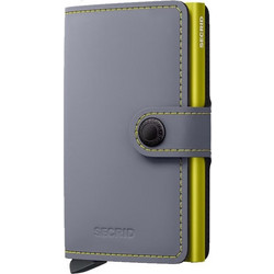 Secrid Miniwallet Matte Grey & Lime - Γκρι δερμάτινο πορτοφόλι με προστασία RFID
