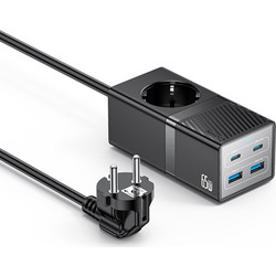 USB HUB Adapter Yesido MC36 (2xUSB3.0 2xUSB-C + 220V) 1.5m GaN 65W 10A Μαύρο