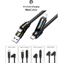 HyperLoq(TM) NeoCable 4-in-1 Charging Cable - Καλώδιο Φόρτισης & Μεταφοράς Δεδομένων 1,2m & 2m