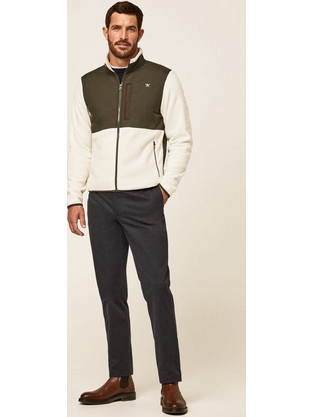 Hackett Polar Ανδρική Ζακέτα Fleece με Φερμουάρ Λευκή HM581065-8NH