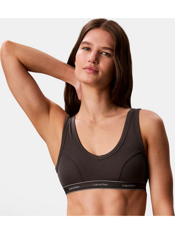 Calvin Klein Heritage Cotton Stretch Lightly Lined Triangle Σουτιέν Black Oyster LV00QF8594-YZ3