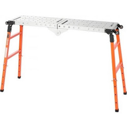 VEVOR Πτυσσόμενο Τραπέζι Συγκόλλησης 2-σε-1 1397 x 355,6mm Πάγκος Εργασίας Χωρητικότητα 500kg, Ρυθμιζόμενο Ύψος 5 Επιπέδων, Βαρέως Τύπου Χαλύβδινη Πλατφόρμα Συγκόλλησης με 4 Ρόδες, 12 Θέσεις Εργαλείων