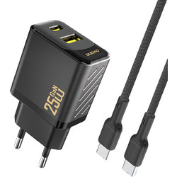 Dudao A26TCEU Φορτιστής με Καλώδιο USB-C με Θύρα USB-A & Θύρα USB-C 25W Power Delivery Black