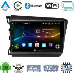 VenCore 3236-10007-0149B - Οθόνη Multimedia Android 15 9" 9109A MTK6762 Octa-Core 2GB/32GB IPS με Πρόσοψη, CarPlay, Android Auto και Υποστήριξη Κάμερας Οπισθοπορείας AHD για Honda Civic 2012-2015 - Μα