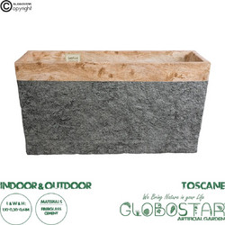 GLOBOSTAR Artificial Garden TOSCANE Επιδαπέδιο Πολυεστερικό Τσιμεντένιο Κασπώ Γλάστρα - Flower Pot Γκρι με Καφέ