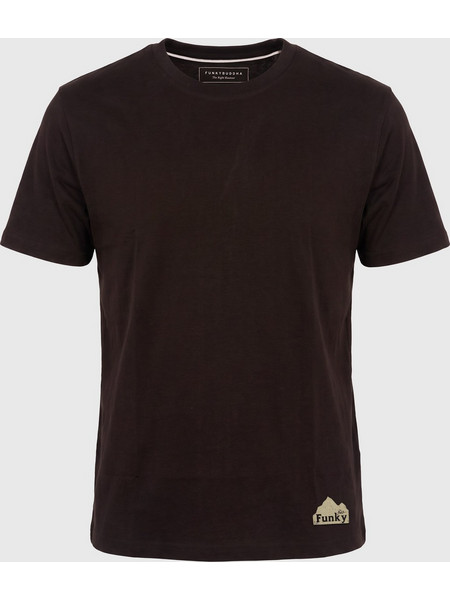 Ανδρικό relaxed t-shirt με στάμπα στην πλάτη FBM014-022-04_BITTER CHOCOLATE