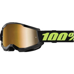 ΜΑΣΚΑ MOTOCROSS ΜΑΥΡΗ/FLUO ΧΡΥΣΟΣ ΚΑΘΡΕΠΤΗΣ 100% STRATA 2