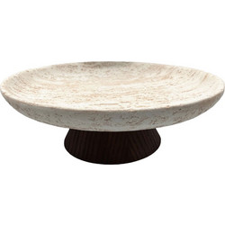 Travertino Δισκος Διακοσμησης 30x30x10cm Polyresin Stone Καφε Σκουρο - Liberta