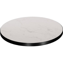 ΕΠΙΦΑΝΕΙΑ ΤΡΑΠΕΖΙΟΥ SINTERED STONE WHITE MARBLE ΠΛΑΙΣΙΟ ALU ΜΑΥΡΟ Φ70εκ