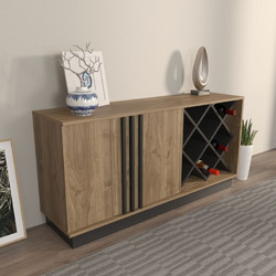 Sideboard Luna Walnut, Black Melamine Coated Particle Board 148x40x70 cm