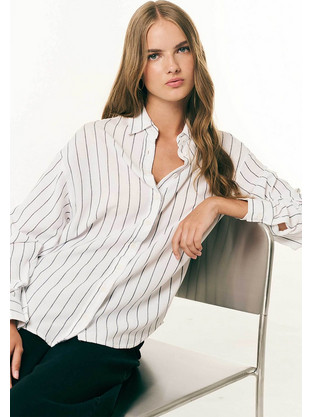 Forel Γυναικείο Πουκάμισο Ριγέ Oversized Μαύρο 083.80.01.049