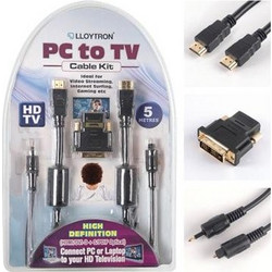 Lloytron A2601 Καλώδιο Για Σύνδεση PC Με TV 5M HDMI Καλώδιο Με Οπτικό Καλώδιο Ήχου