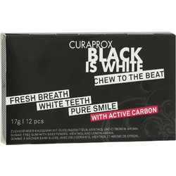 Curaprox Black is White Chew To the Beat Whitening Gum Τσίχλες Λεύκανσης Δοντιών Ενεργού Άνθρακα 12τμχ