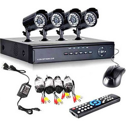Πλήρες έγχρωμο σετ CCTV εποπτείας και καταγραφής με DVR 4 HD κάμερες τροφοδοτικό και καλωδιώσεις - 5004AHD