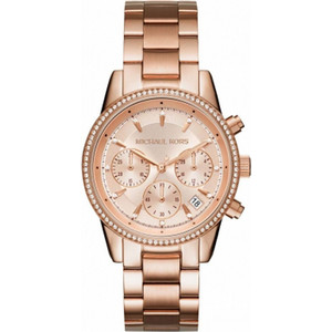 Michael Kors Ritz Γυναικείο Ρολόι Χρονογράφος με Ροζ Χρυσό Μεταλλικό Μπρασελέ MK6357