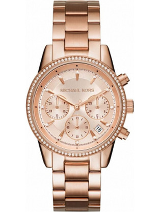 Michael Kors Ritz Γυναικείο Ρολόι Χρονογράφος με Ροζ Χρυσό Μεταλλικό Μπρασελέ MK6357