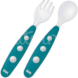 Nuk Easy Learning Mini Cutlery Σετ Βρεφικό Πιρούνι & Κουτάλι 8m+ Μπλε 2τμχ