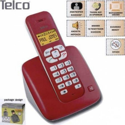 Ασύρματο τηλέφωνο Telco Solas 1500 Ασύρματο Τηλέφωνο Κόκκινο