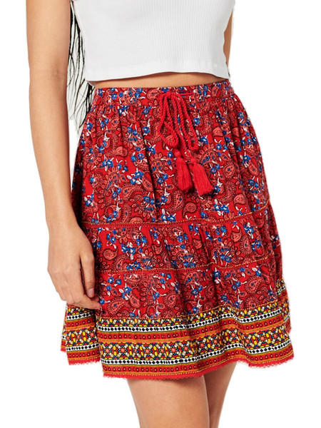 Superdry Ovin Vintage Embellished Μίνι Φούστα Υφασμάτινη Ψηλόμεση Πλισέ Κόκκινη W7210193A