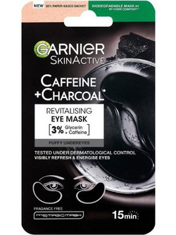 Garnier SkinActive Caffeine & Charcoal Revitalising Black Eye Patches για Ενυδάτωση με Άνθρακα 2τμχ
