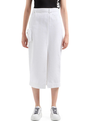 Armani Exchange Μίντι Φούστα Τζιν Ψηλόμεση Cargo Λευκή 3DYN65Y15MZ0104