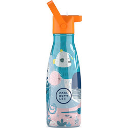 Cool Bottles Βυθός Παιδικό Παγούρι Θερμός Ανοξείδωτο BPA Free με Καλαμάκι Μπλε Πορτοκαλί 260ml