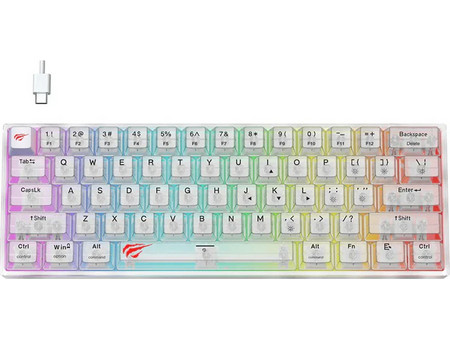Havit KB877L Μηχανικό Gaming Πληκτρολόγιο 60% RGB White
