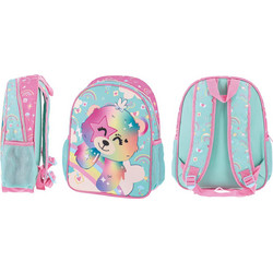Statovac Rainbow Bear Σχολική Τσάντα Πλάτης Νηπιαγωγείου Ροζ Γαλάζια 100597
