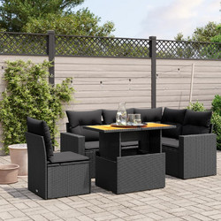 vidaXL Σετ Σαλόνι Κήπου Rattan 6τμχ Μαύρο 3271314