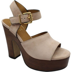 Alpe Γυναικεία Πέδιλα Suede Μπεζ Nude με Χοντρό Πολύ Ψηλό Τακούνι και Φιάπα 5120-11-66