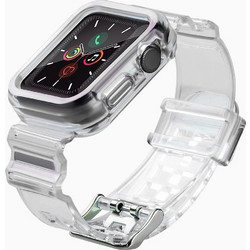 Hurtel Θήκη Σιλικόνης με Λουράκι για Apple Watch 4 / 5 / 6 / SE 38mm Μαύρη Διαφανής